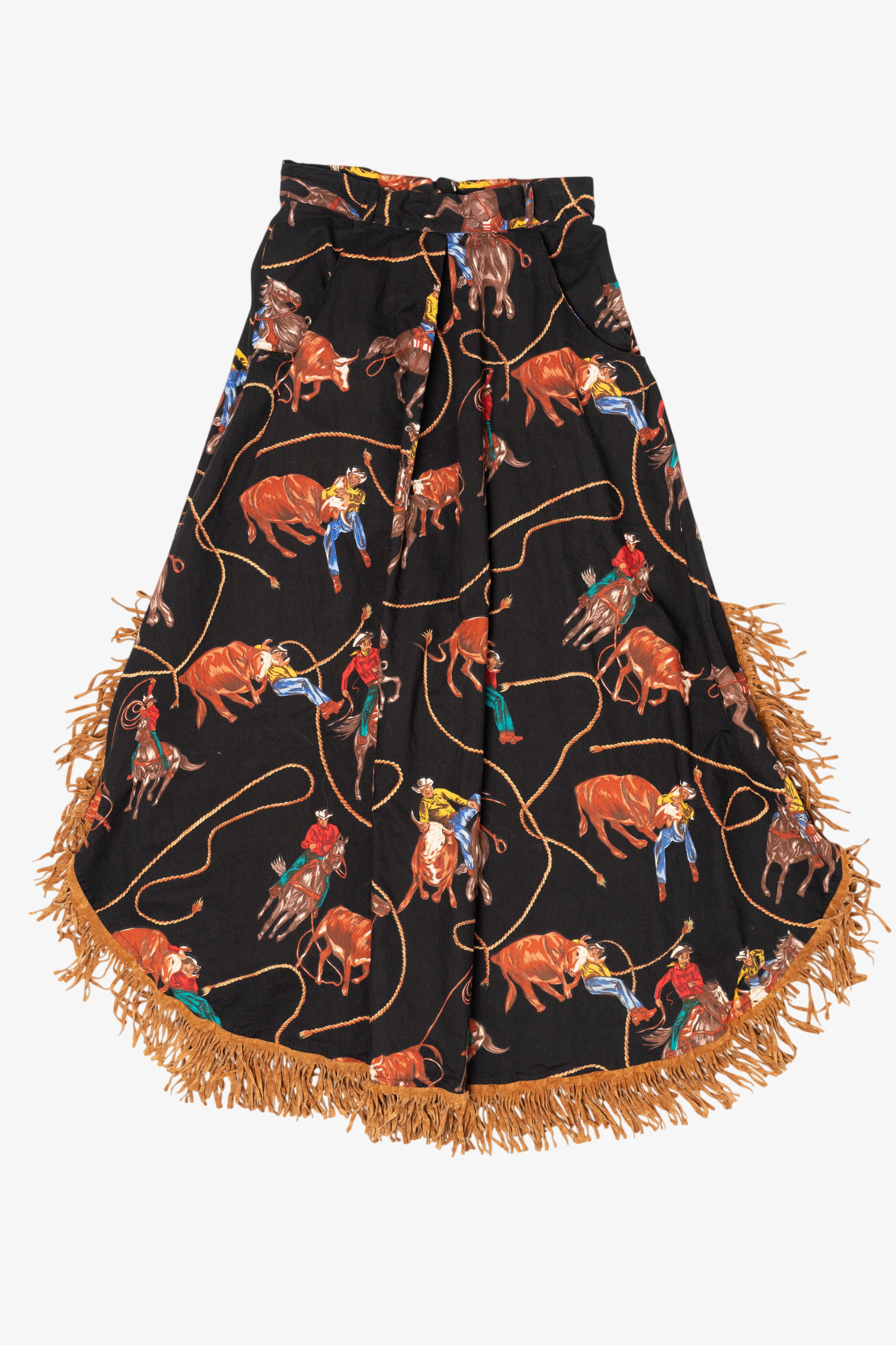 Vintage Cowboy Pattern Circle 7 Skirt (1990s)