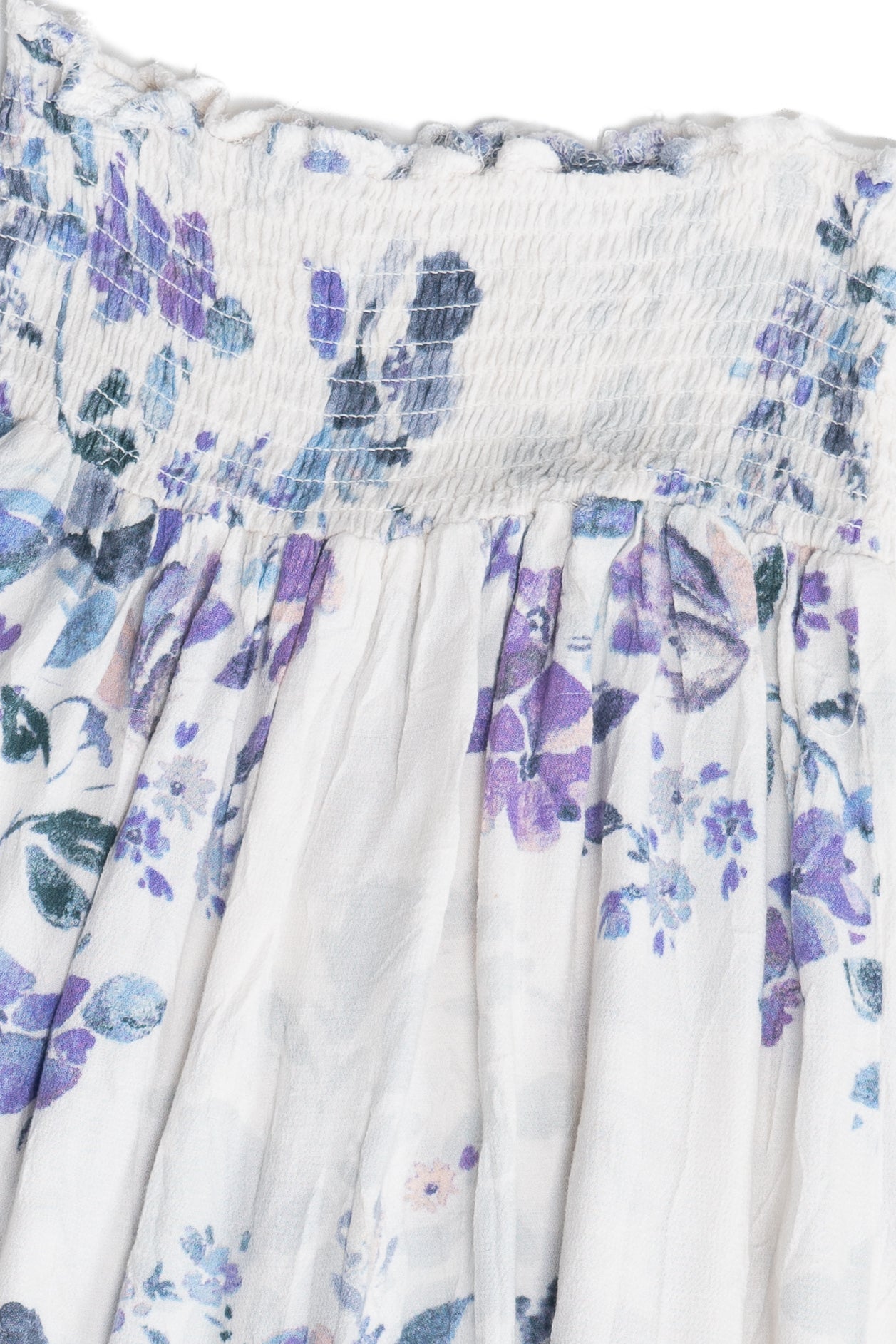 Floral Shirred Elastic Waist Tiered Maxi Skirt