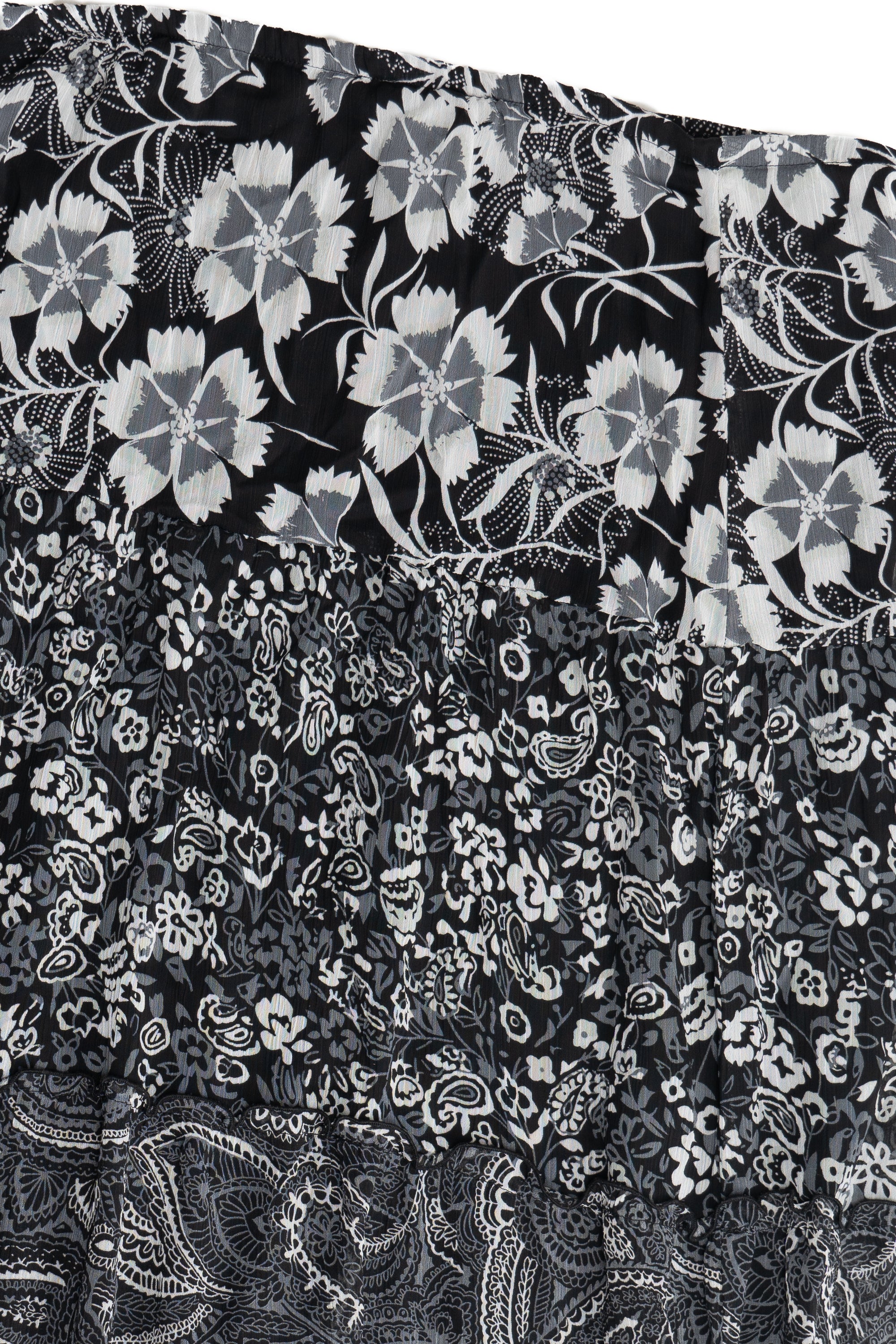 Paisley Floral Tiered Lined Elastic Waist Skirt