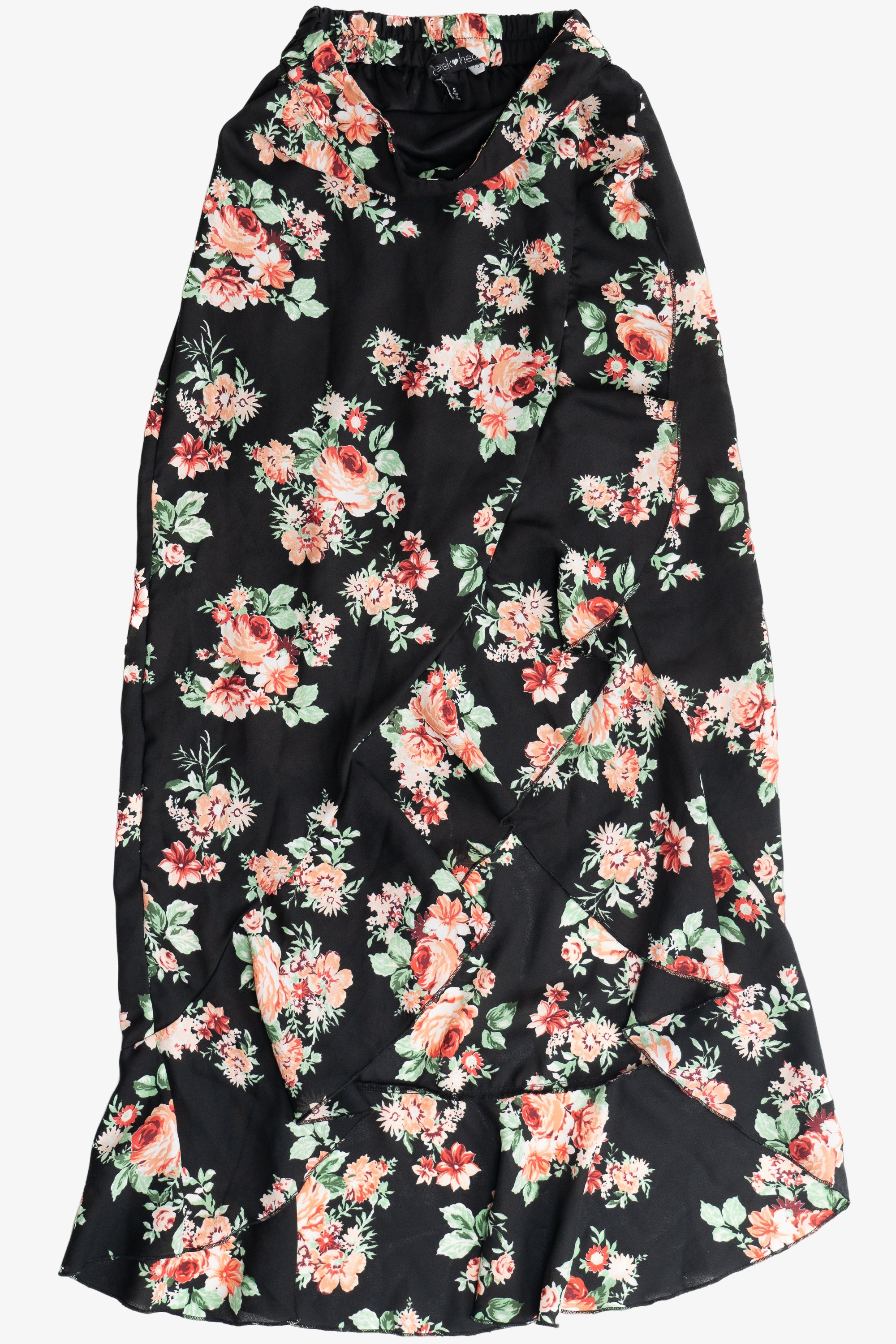 Derek Heart Roses Elastic Waist Maxi Skirt