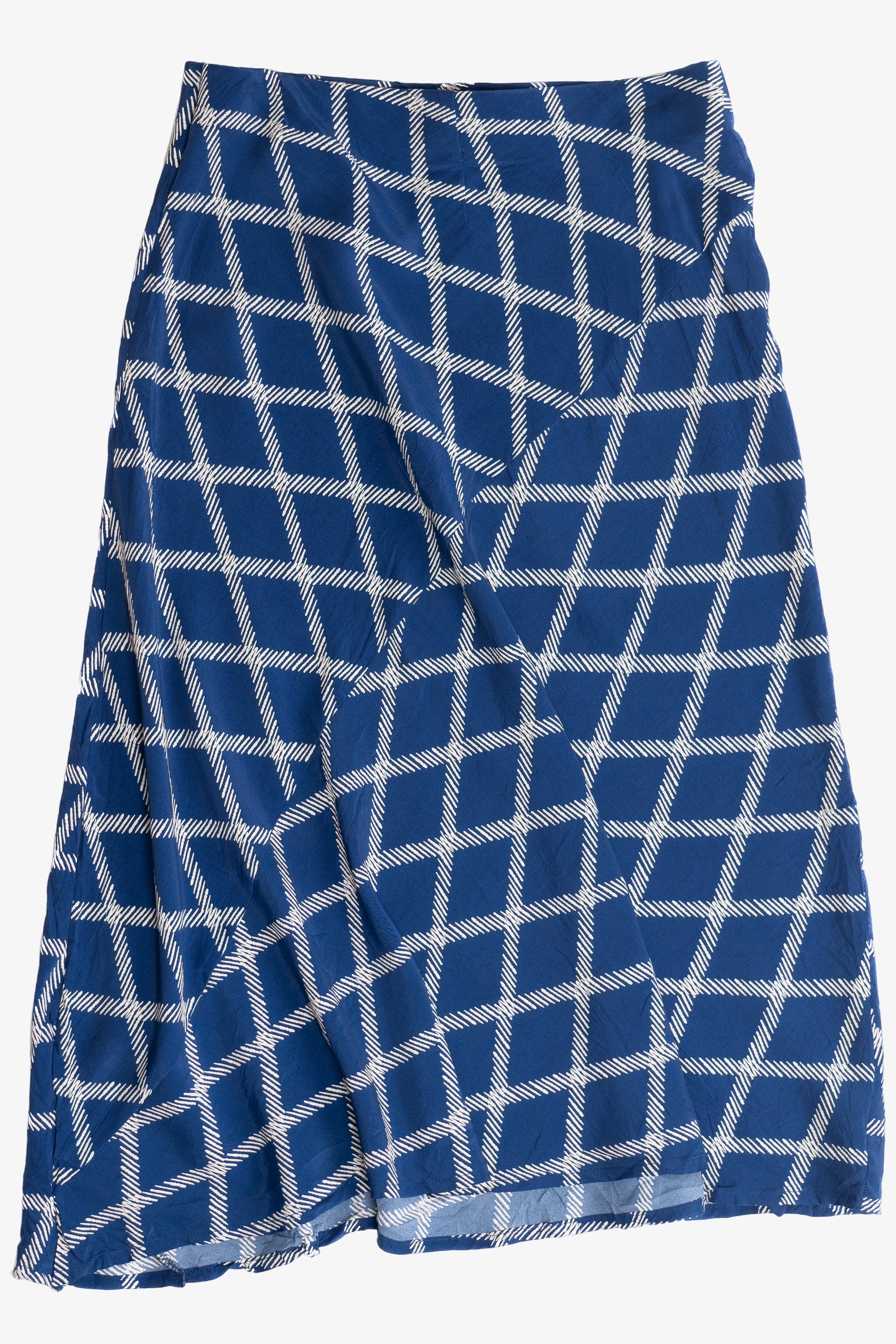 Ava & Viv Navy Grid Midi Elastic Waist Skirt