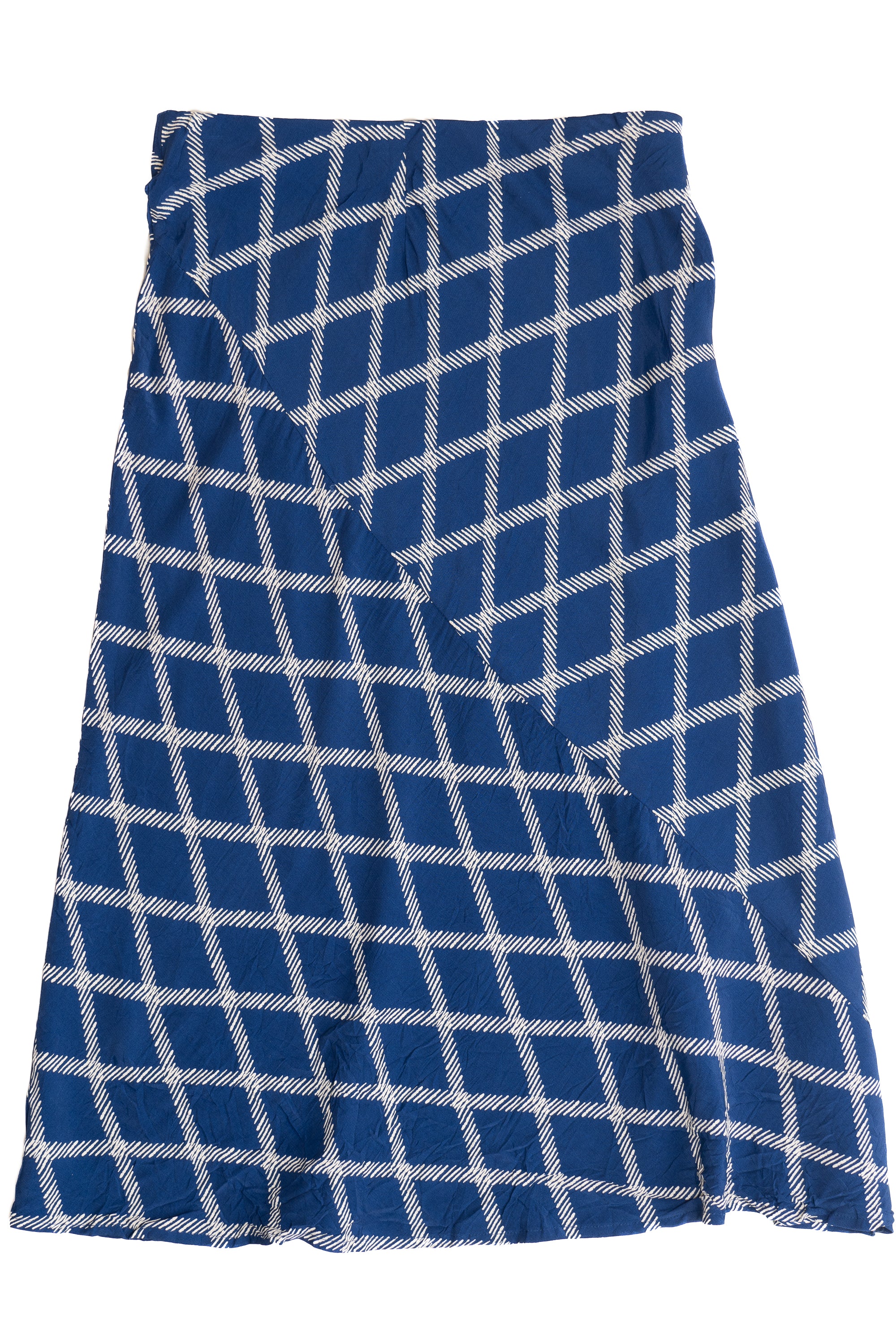 Ava & Viv Navy Grid Midi Elastic Waist Skirt