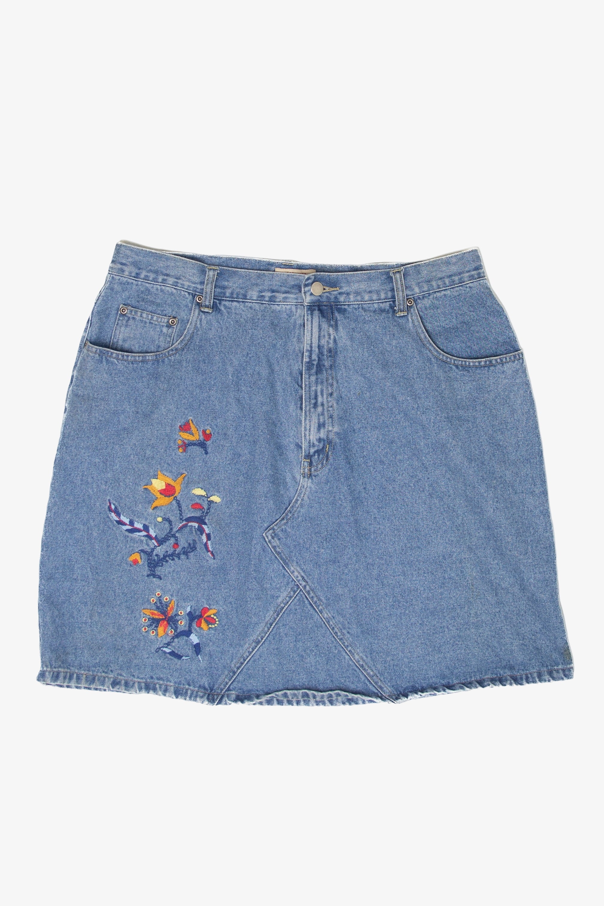 Vintage Embroidered Denim Skirt (1990s)