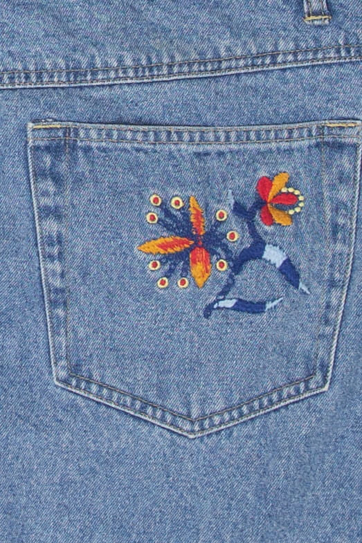 Vintage Embroidered Denim Skirt (1990s)