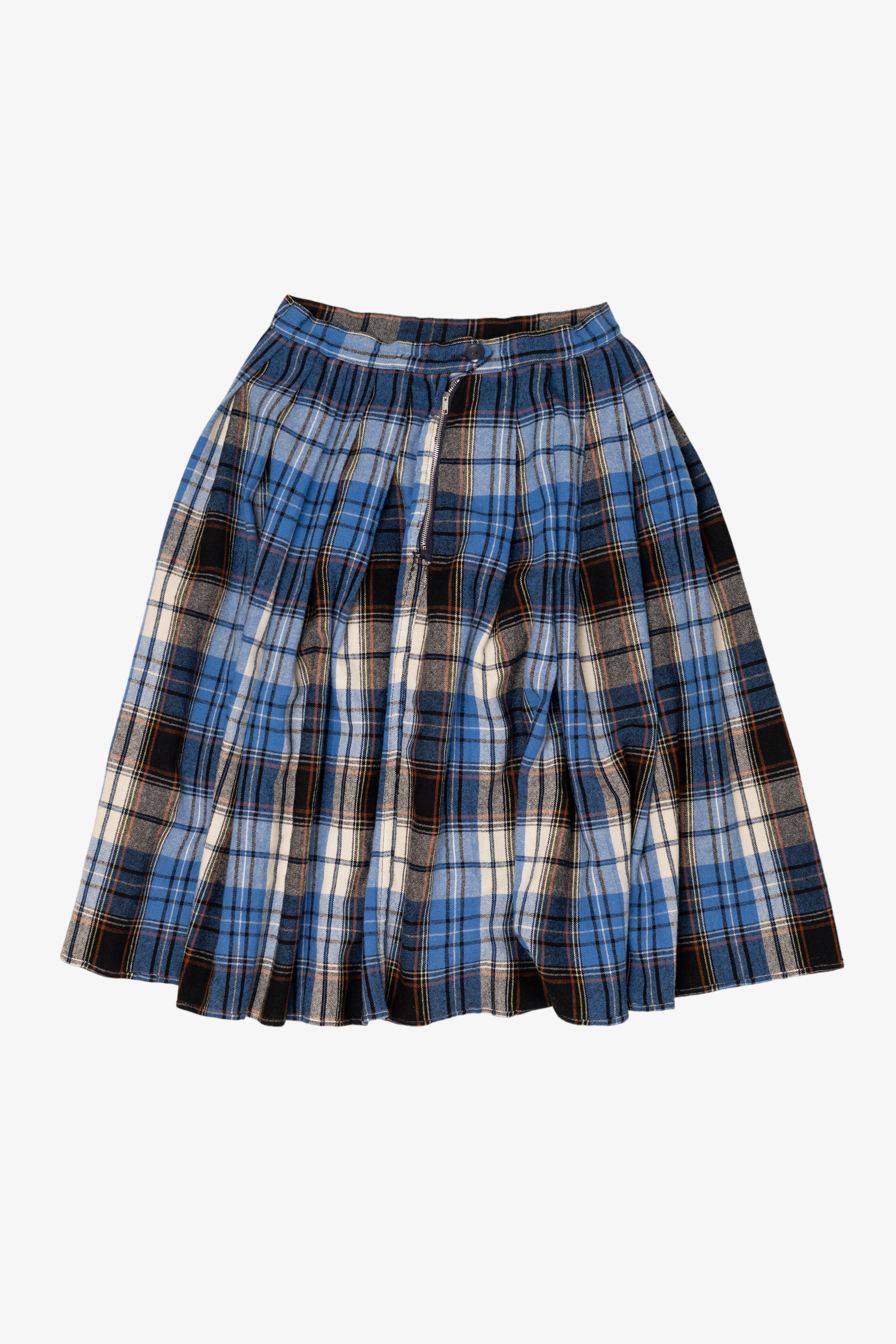 Vintage Blue Plaid Skirt (1990s)