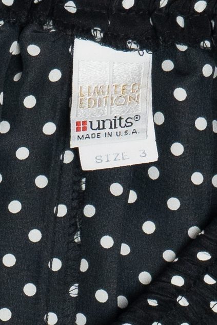 Vintage Black & White Polka Dot Pleated Stretch Waist Skirt (1990s)