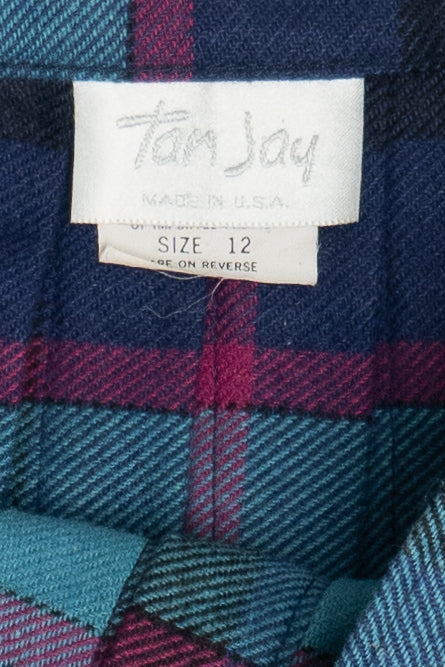 Vintage Pleated Wool Plaid Skirt (1990s)