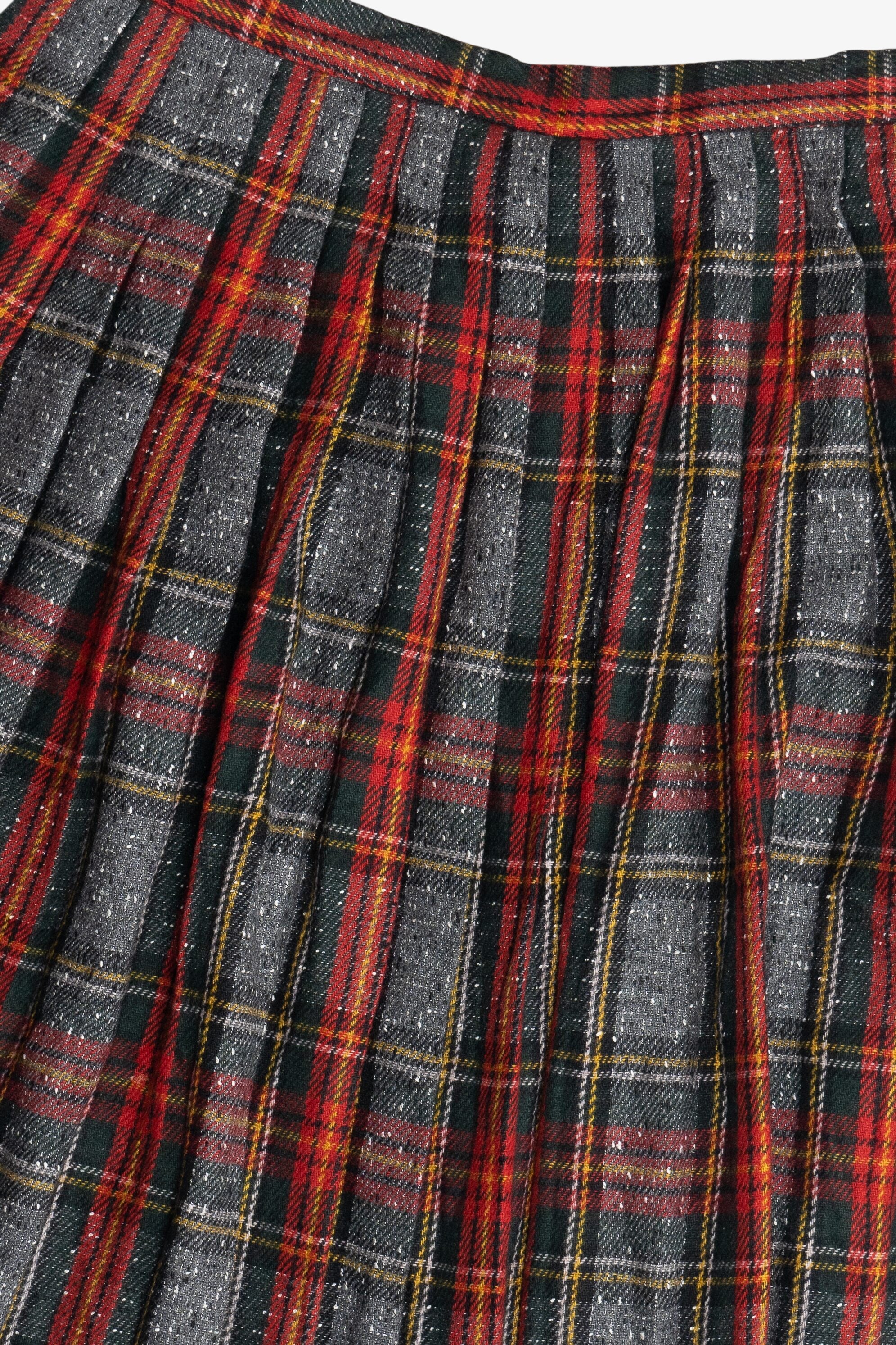 Vintage Herman Geist Plaid Pleated Wool Skirt (1990s)
