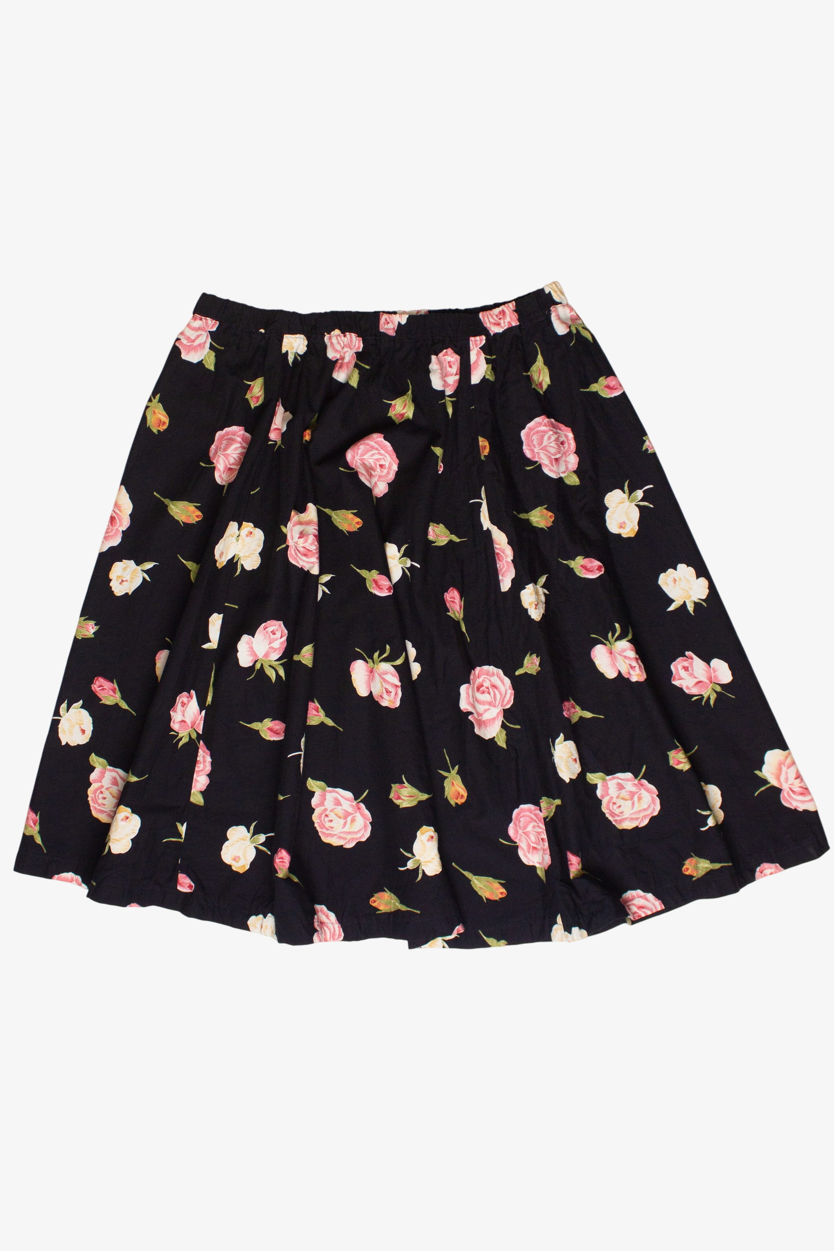 Vintage Rose Pattern Circle Skirt