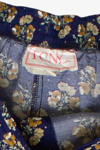 Vintage TCNY Floral Print Button Front Circle Skirt (1980s)