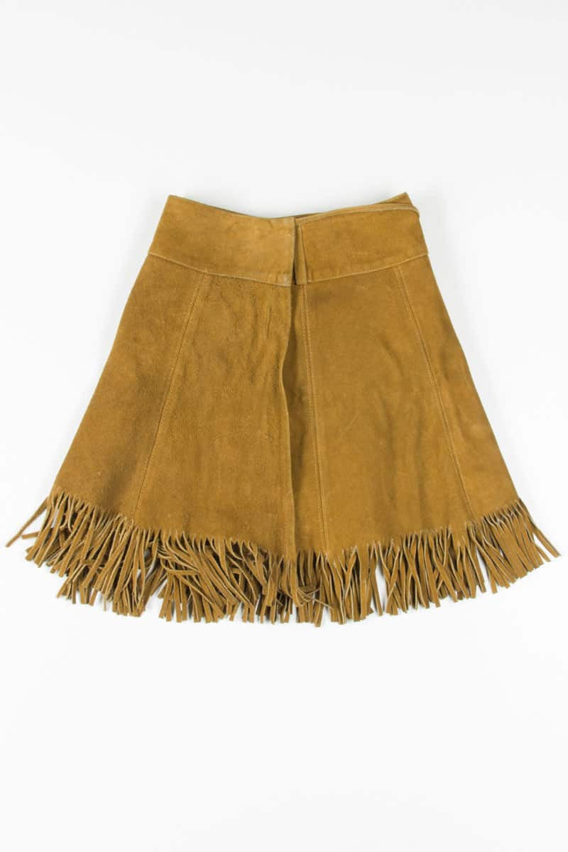 Vintage Wrap Fringe Leather Skirt