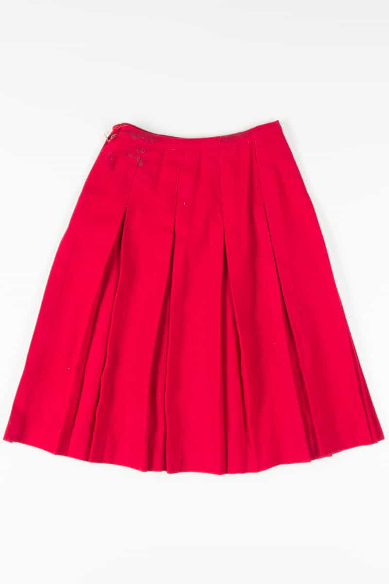 Vintage Red Pleated Midi Skirt