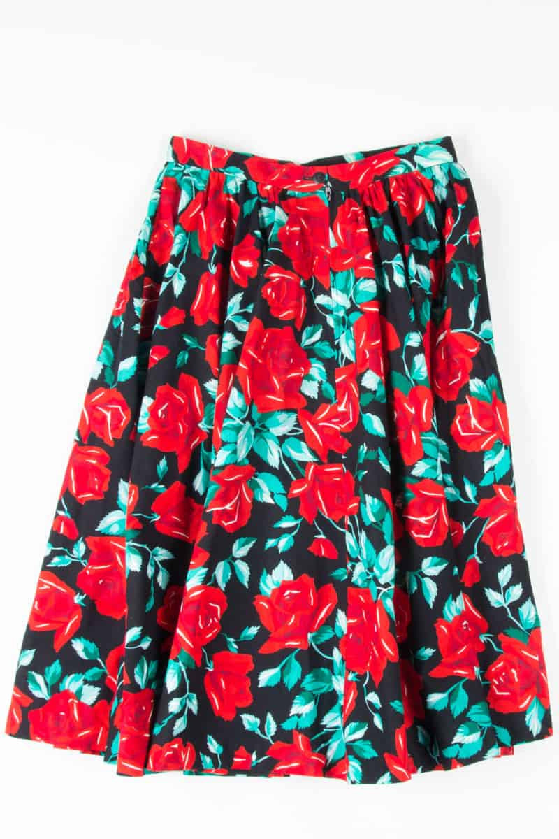 Black & Red Roses Skirt