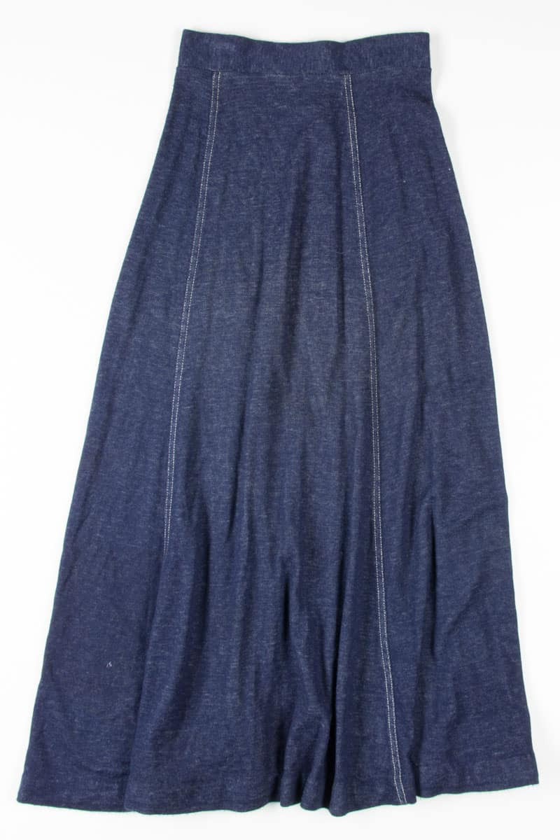 Faux Denim Button Front Maxi Skirt