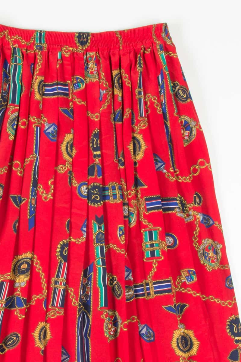 Red Medals Pleated Skirt