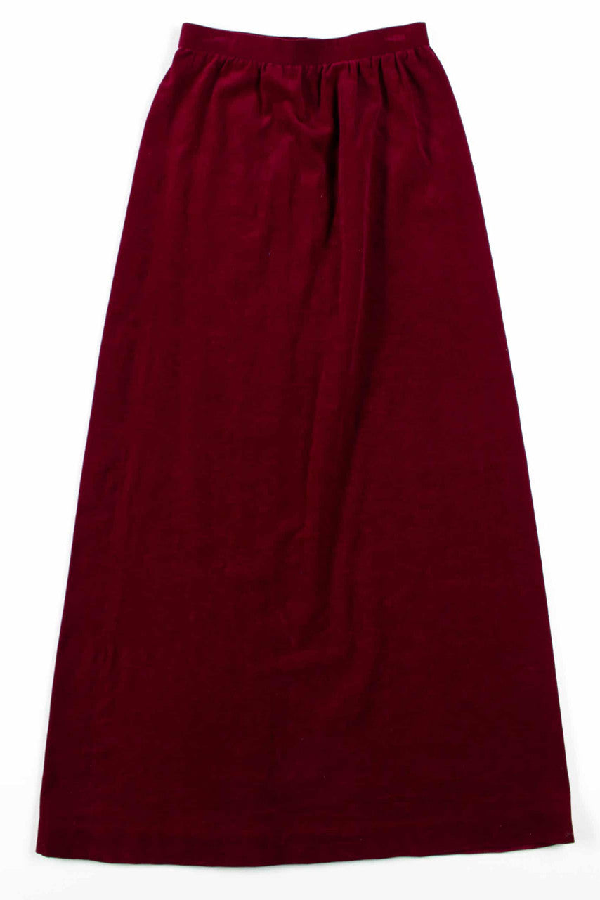 Burgundy Velvet Maxi Skirt