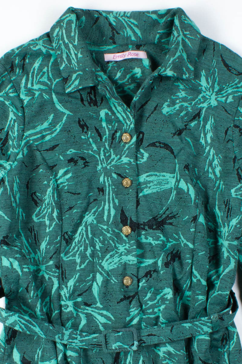 Jade Green Patterned Vintage Dress