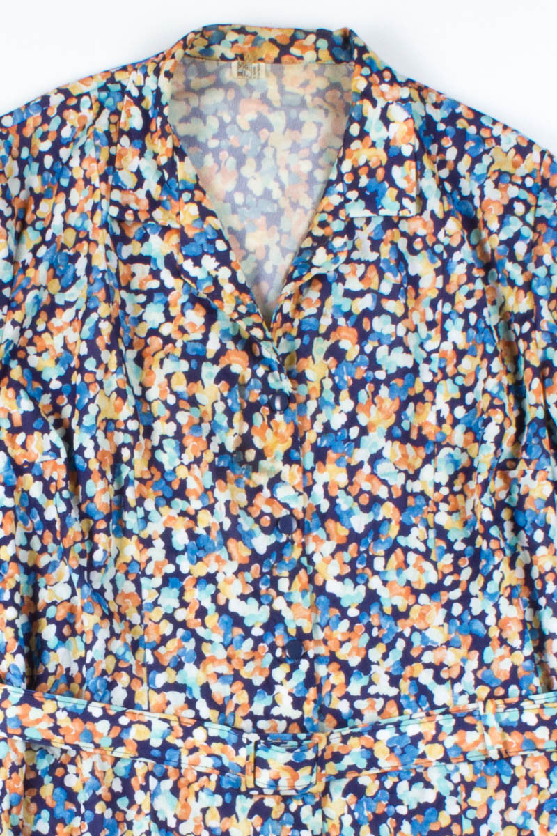 Navy & Orange Patterned Dress