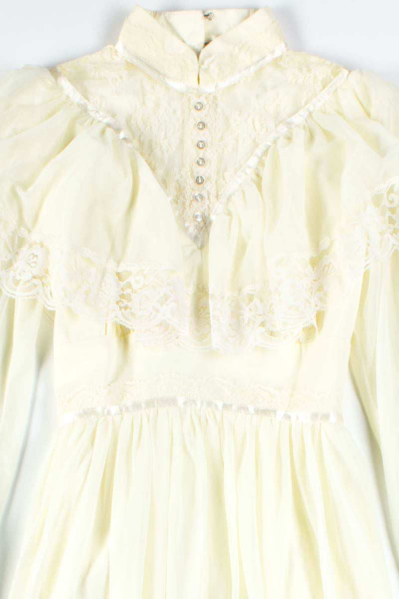Yellow Lace Vintage Bridal Dress
