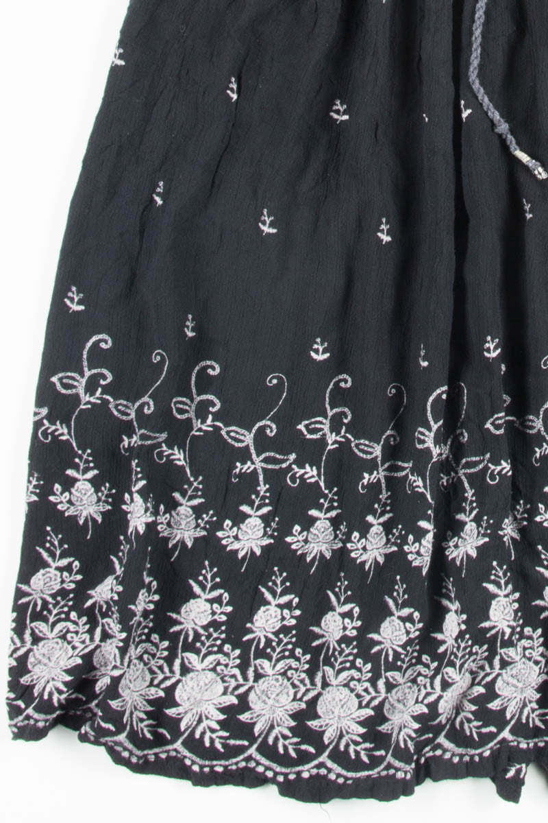 Black & White Floral Hippie Skirt
