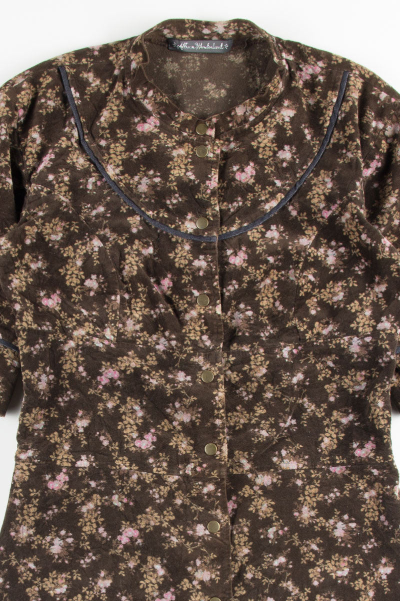 Floral Peasant Corduroy Dress