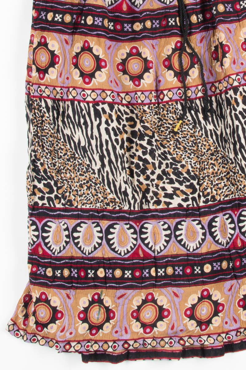 Tiger Print Crinkle Hippie Skirt