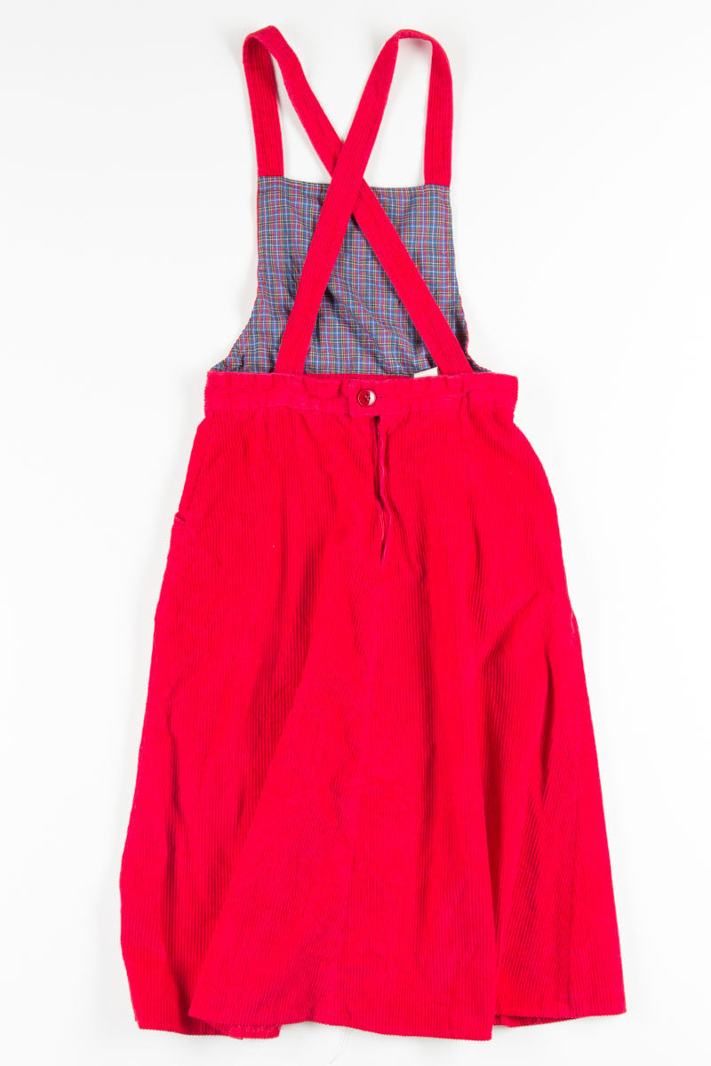 Red Corduroy Overall Dress