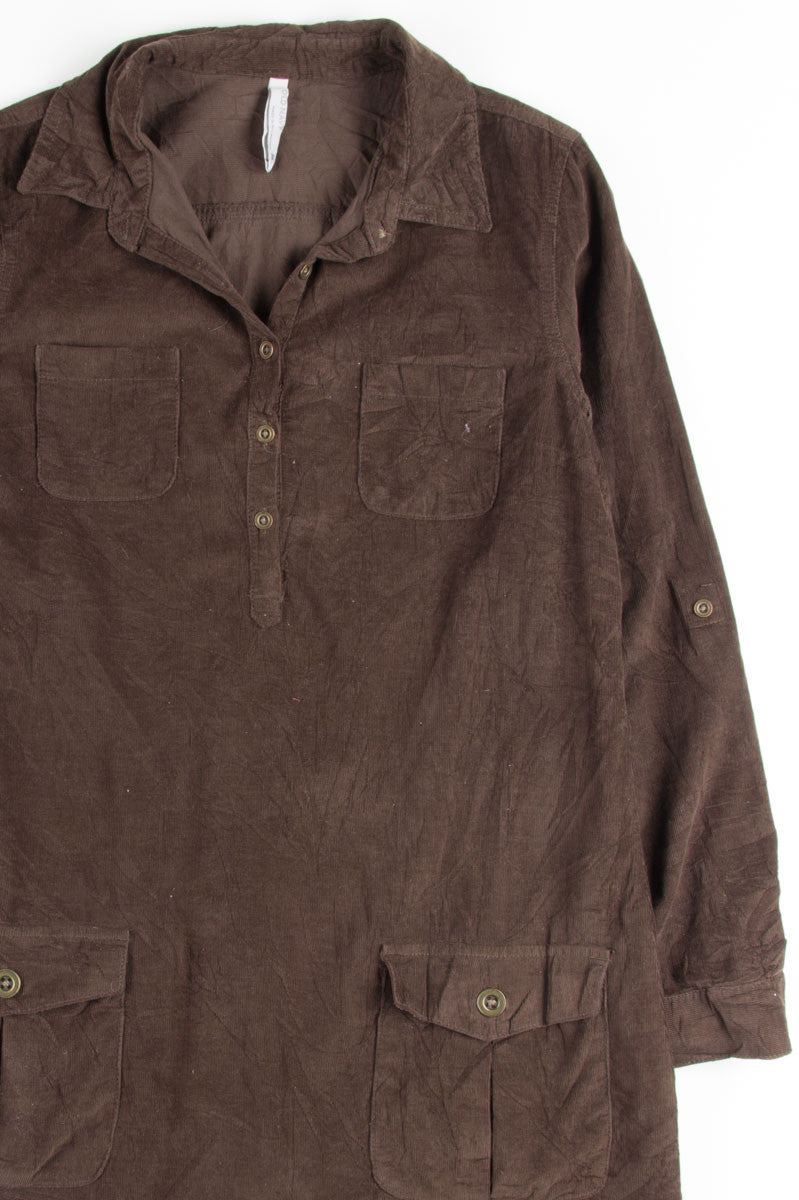 Brown Corduroy Shirt Dress