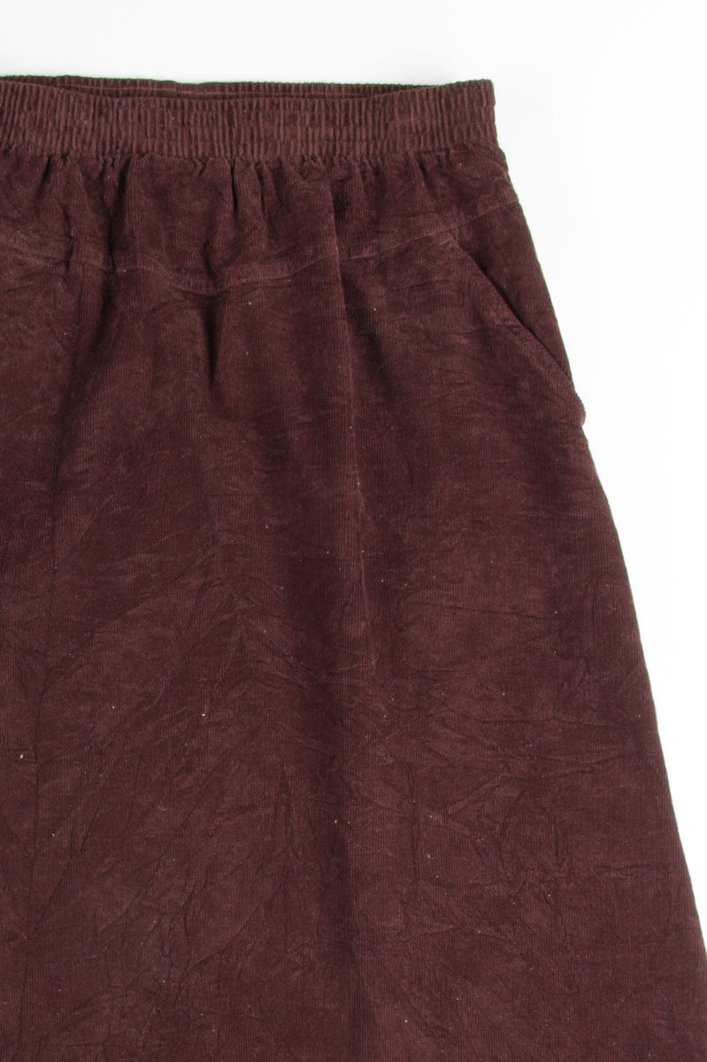Brown Corduroy Midi Skirt