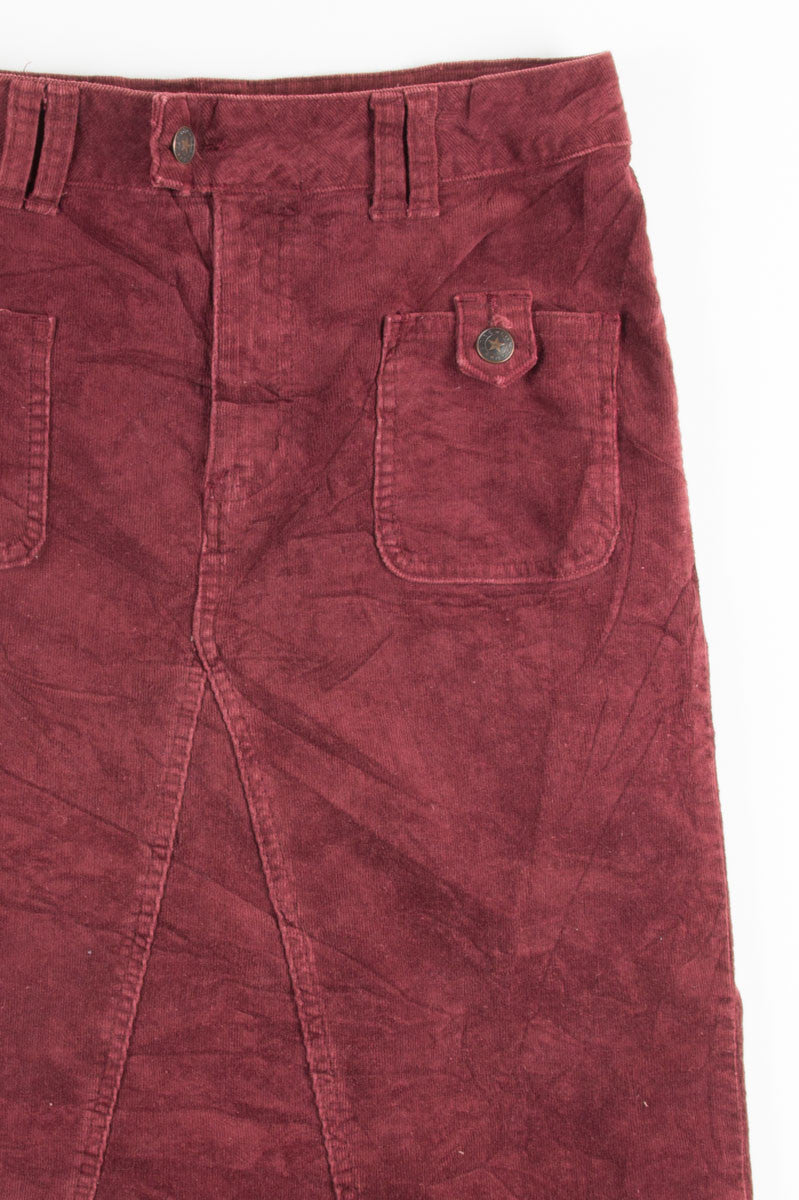 Burgundy Corduroy Pencil Skirt