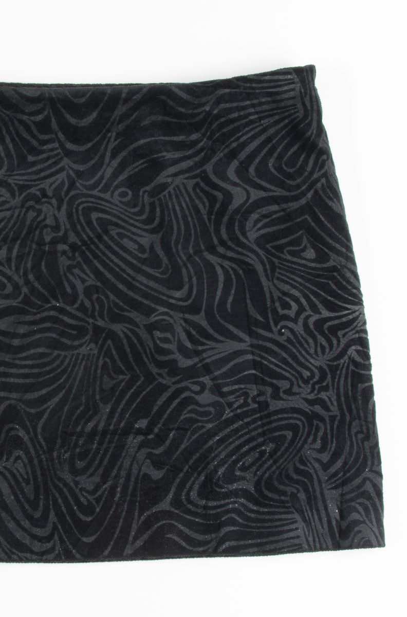 Black Swirl Patterned Mini Skirt