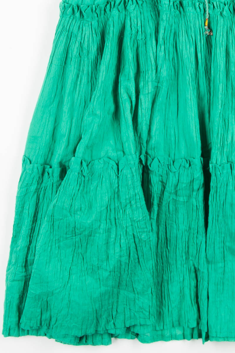 Green Crinkle Hippie Skirt