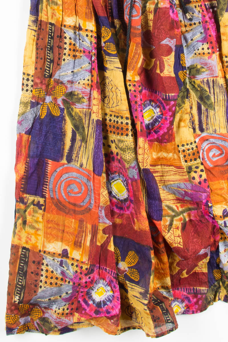 Abstract Mustard Hippie Skirt