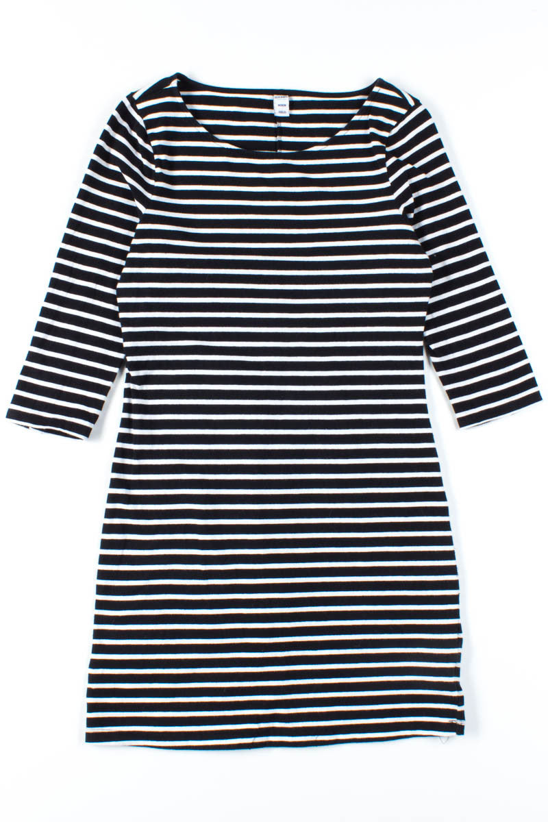 Black Striped Button Sleeve Dress