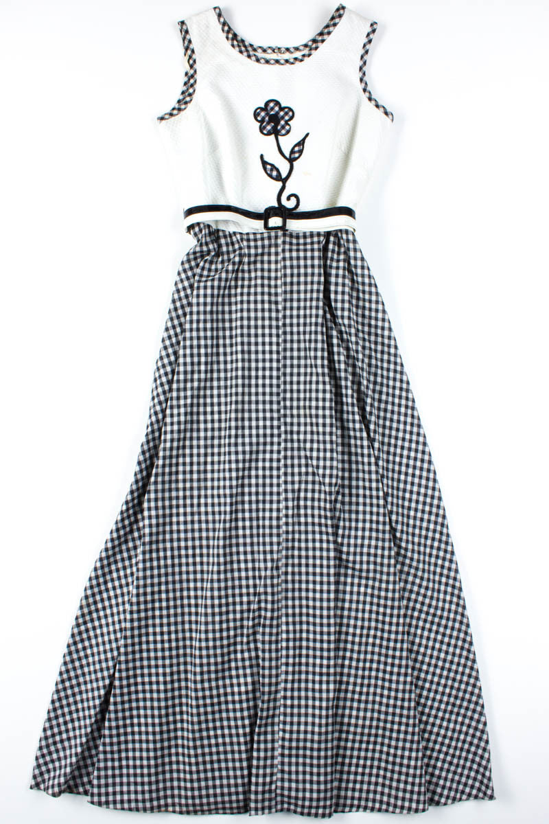Black & White Plaid Flower Dress