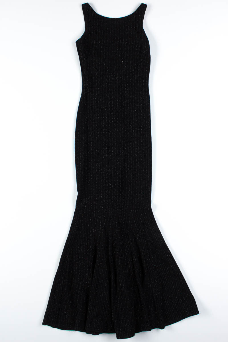 Black Sparkly Open Back Dress