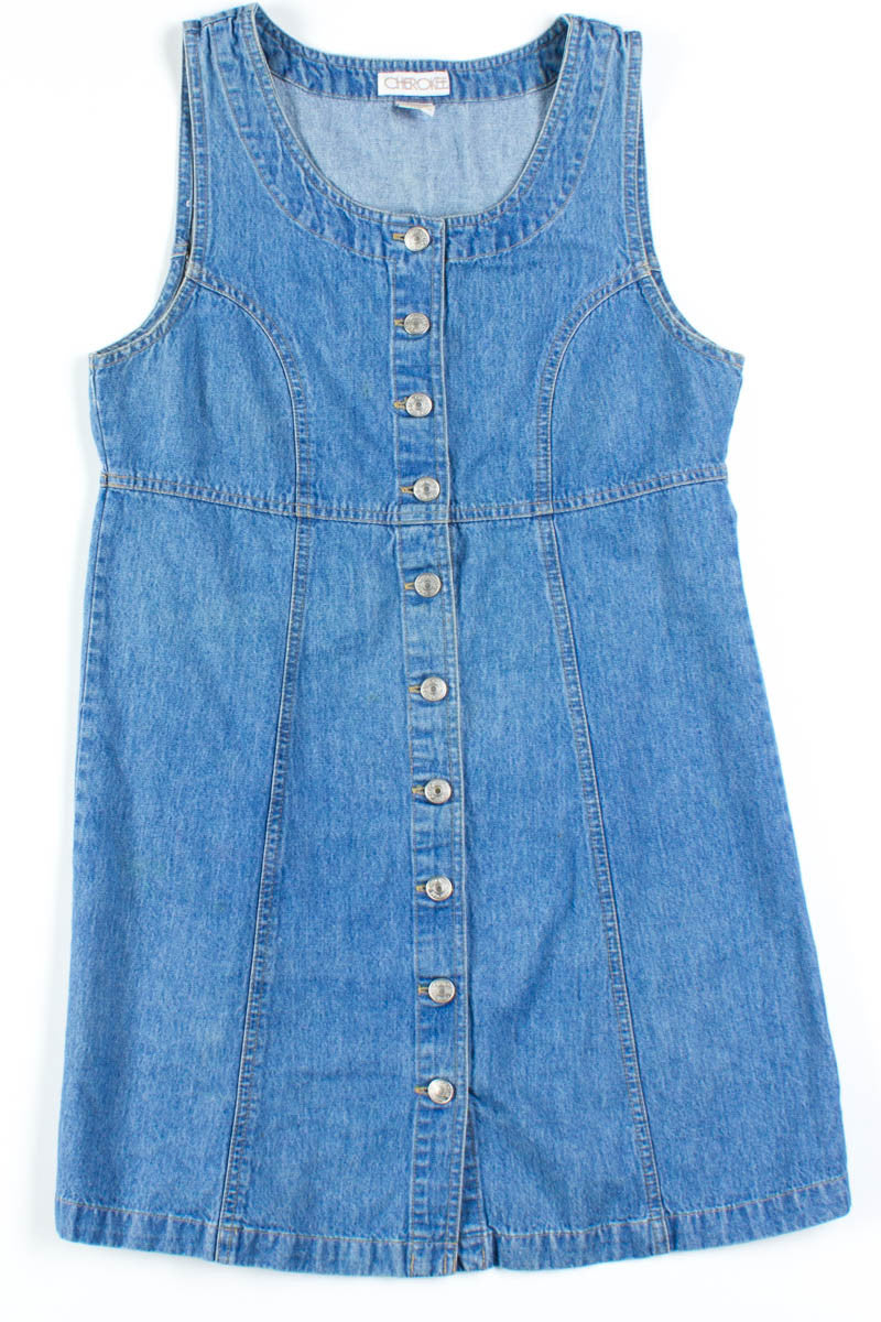 Button Up Denim Jumper Dress