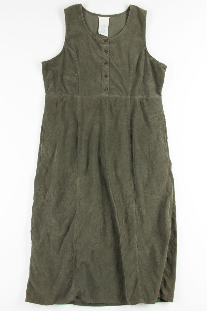 Olive Empire Waist Corduroy Dress