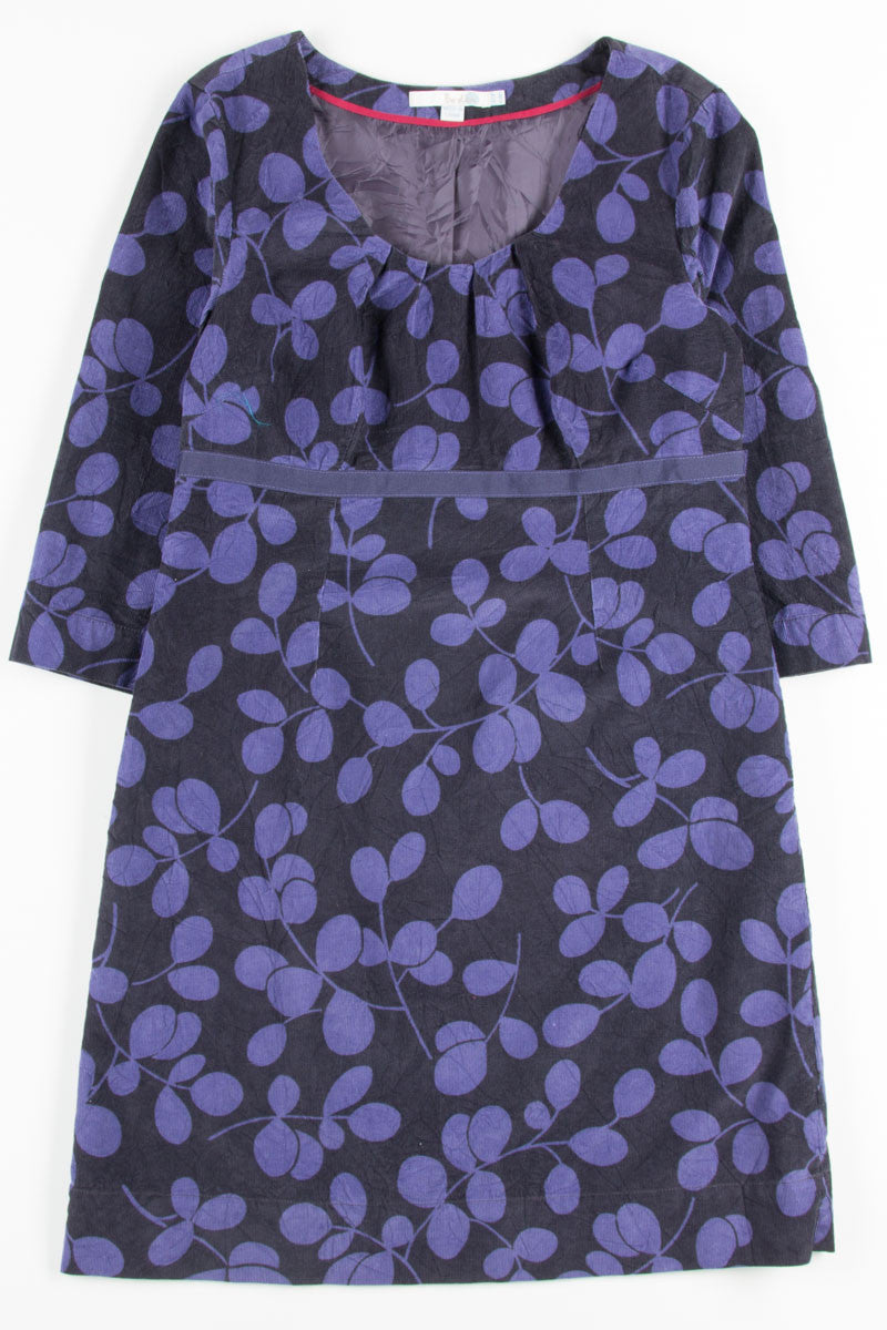 Purple Leaves Corduroy Dress