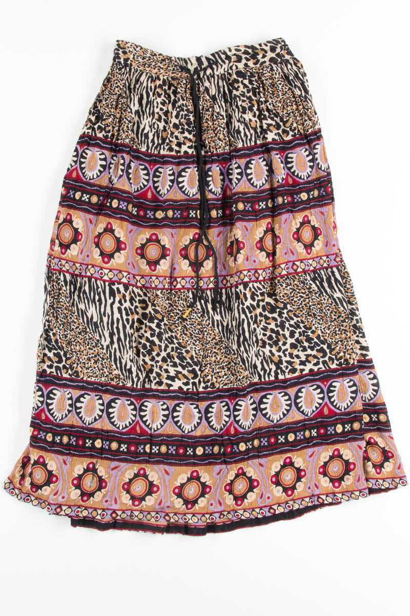Tiger Print Crinkle Hippie Skirt