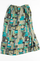 Teal & Grey Abstract Hippie Skirt