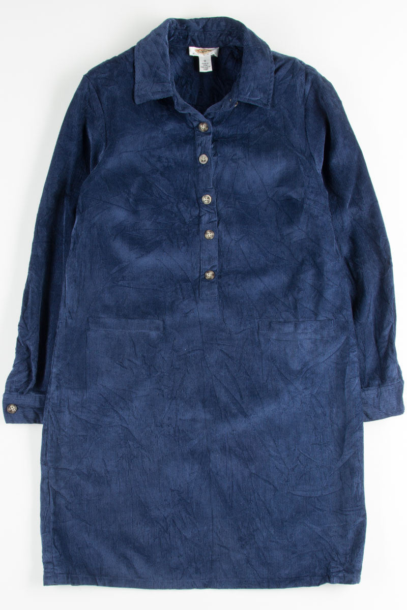 Blue Corduroy Shirt Dress