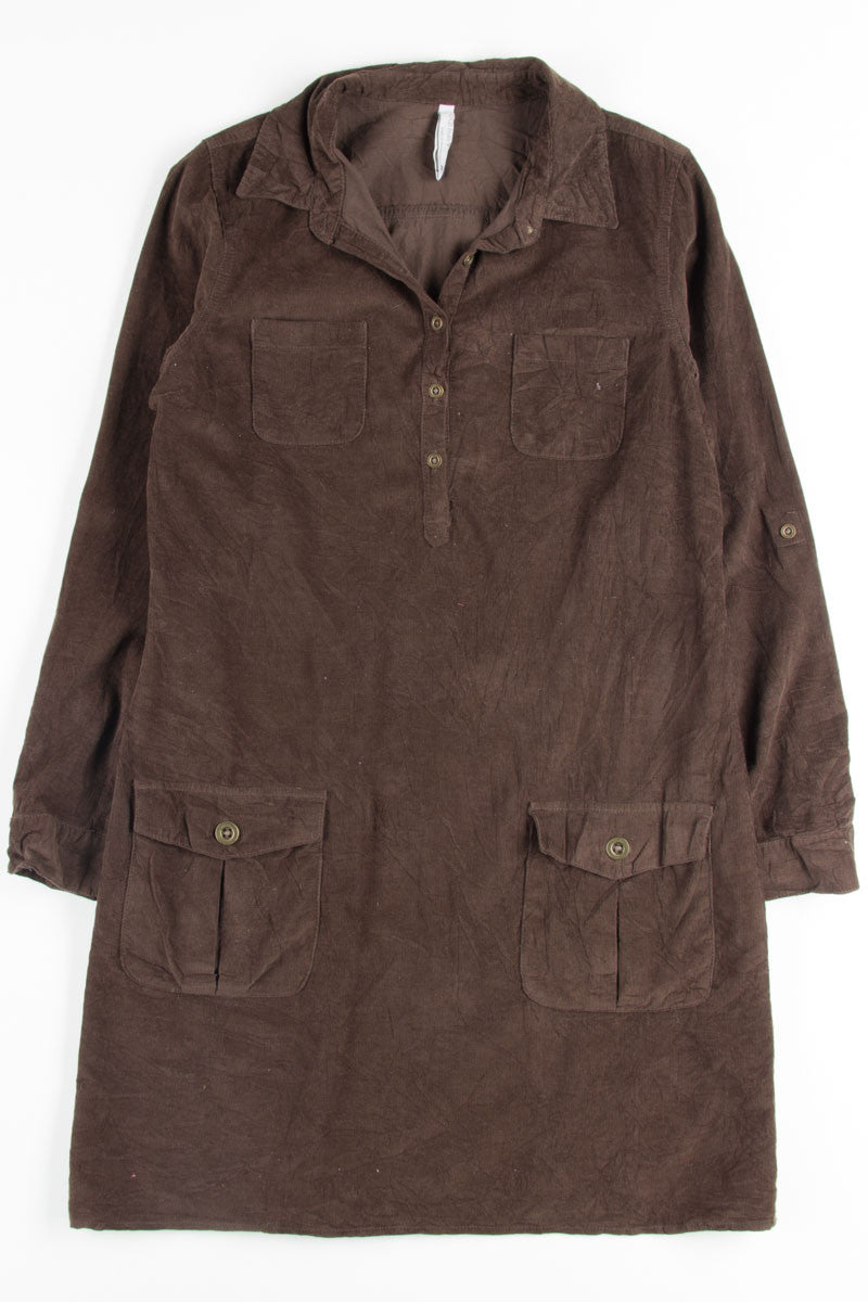 Brown Corduroy Shirt Dress