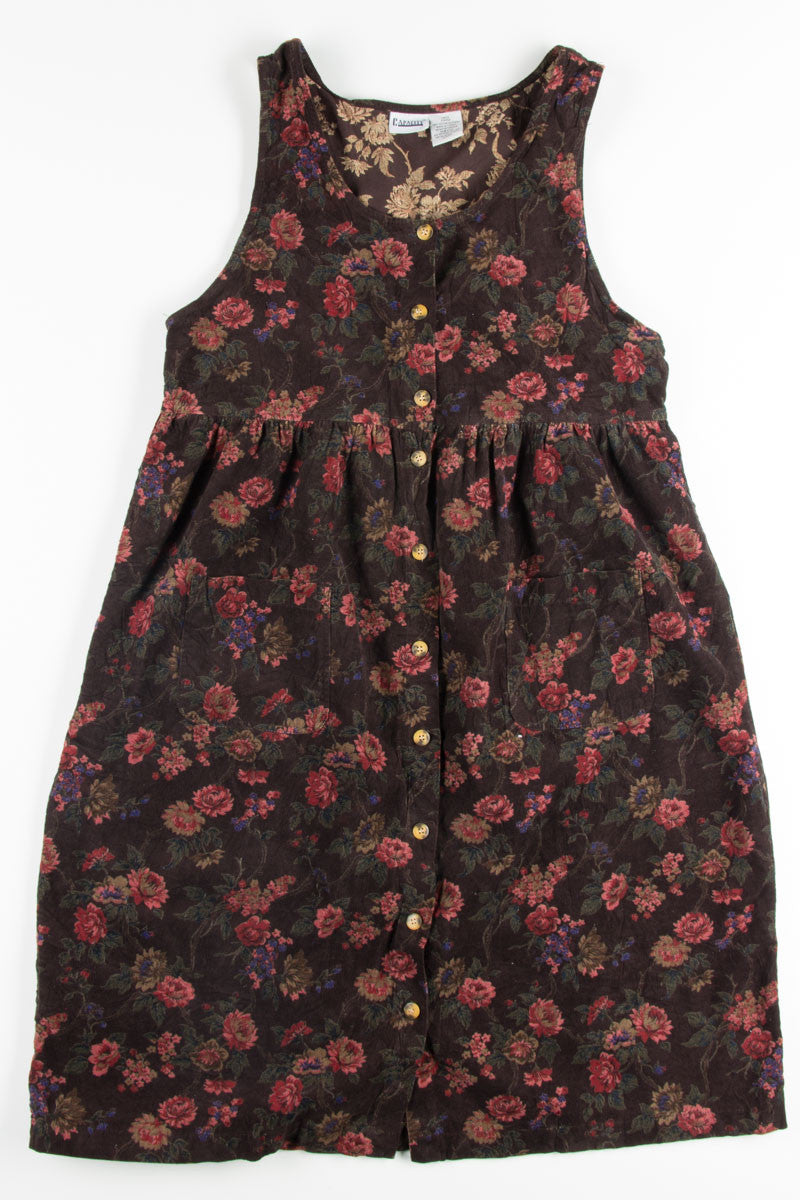 Brown Floral Corduroy Dress 1