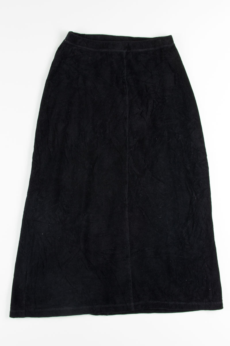 Black Stretch Corduroy Maxi Skirt