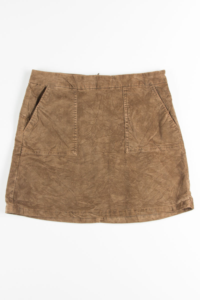 Beige Corduroy Mini Skirt