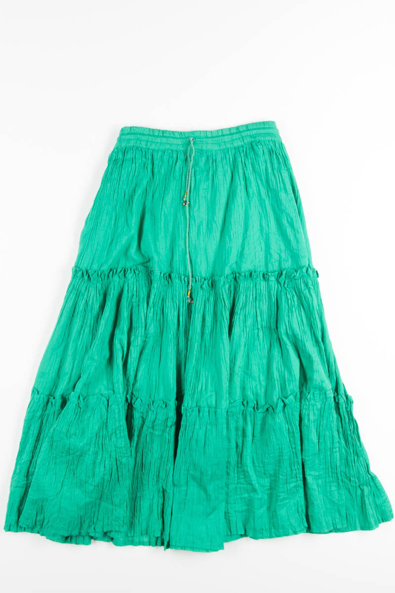Green Crinkle Hippie Skirt