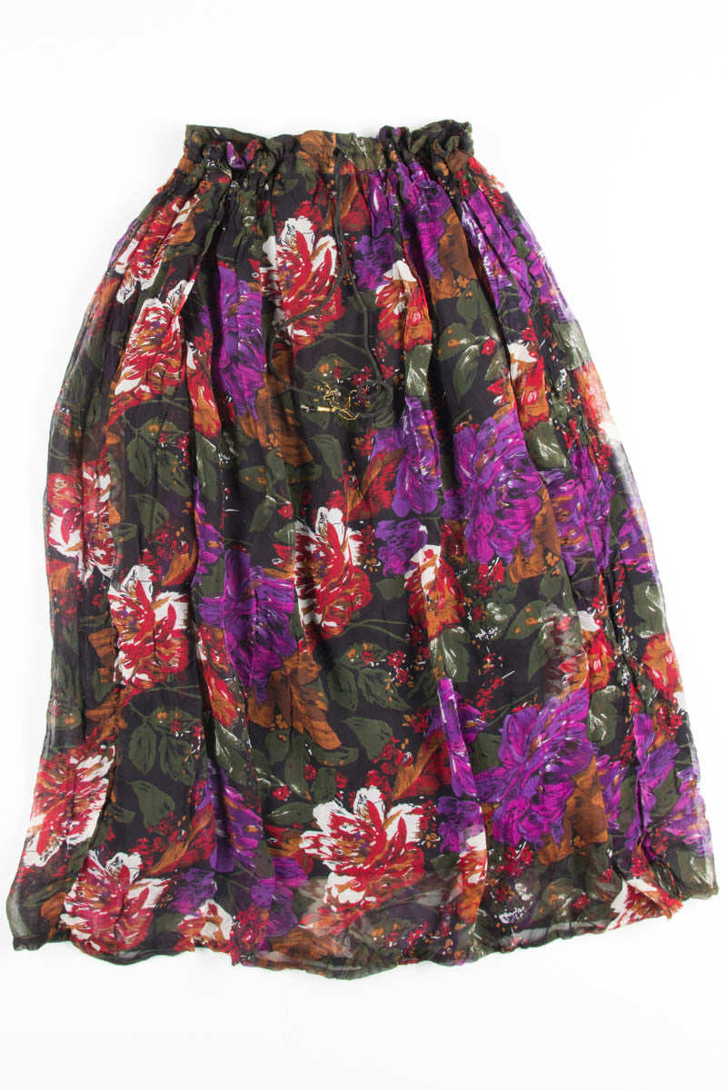 Large Floral Print Hippie Skirt