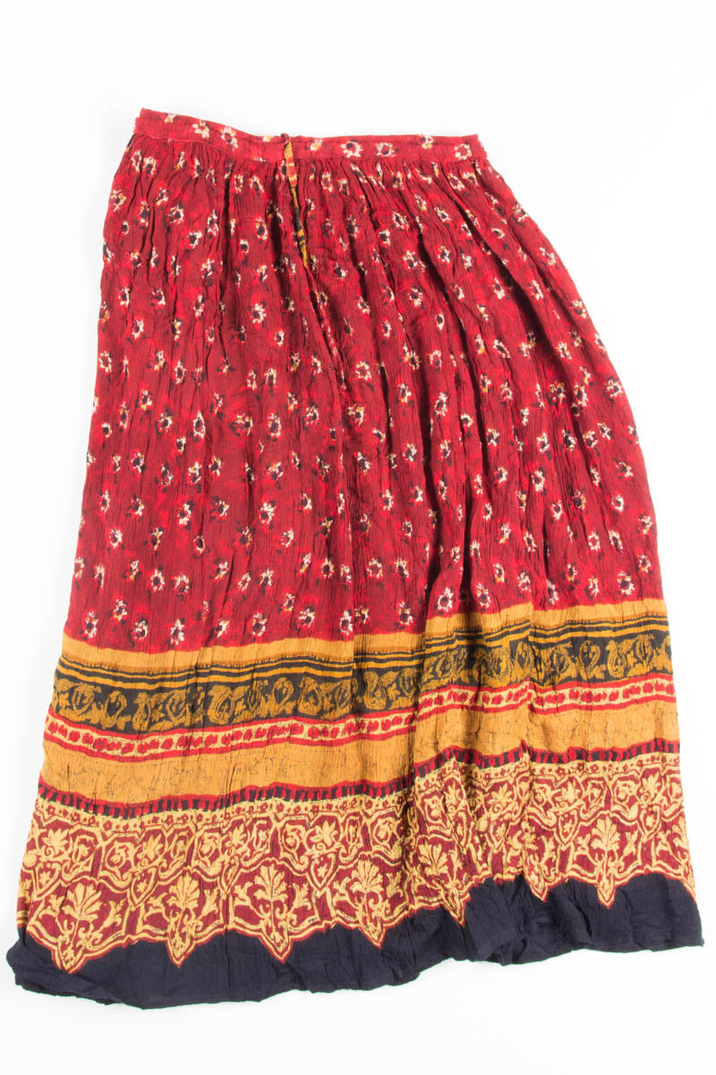 Red Floral Hippie Skirt