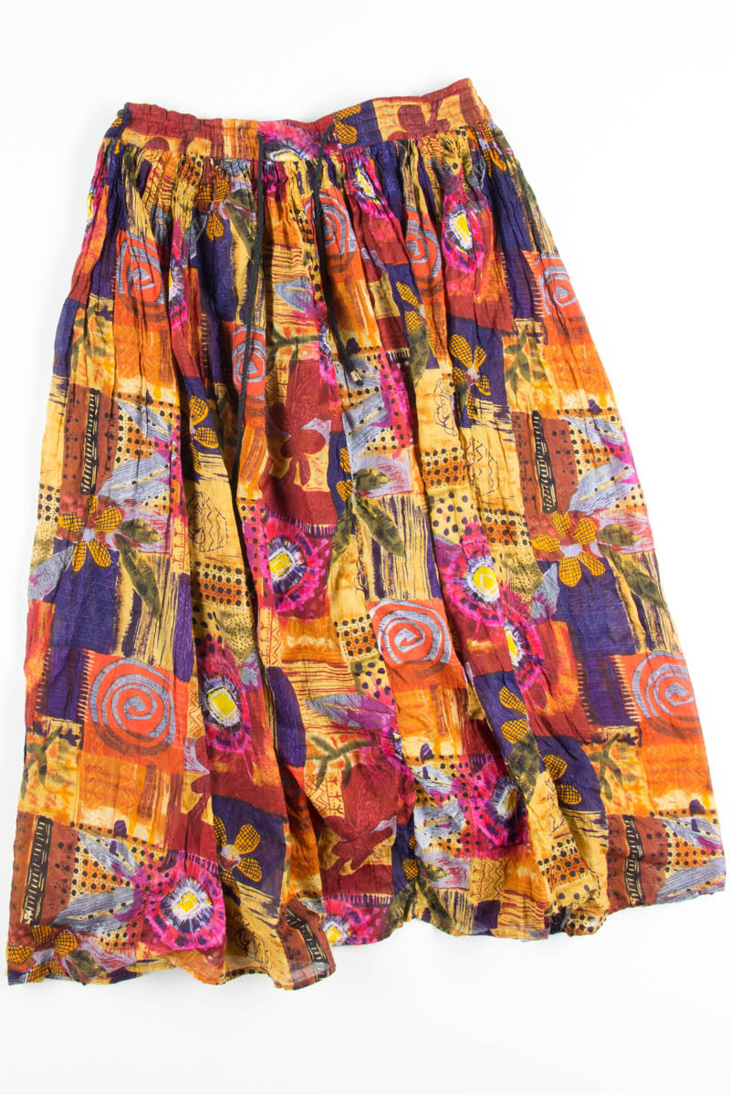 Abstract Mustard Hippie Skirt